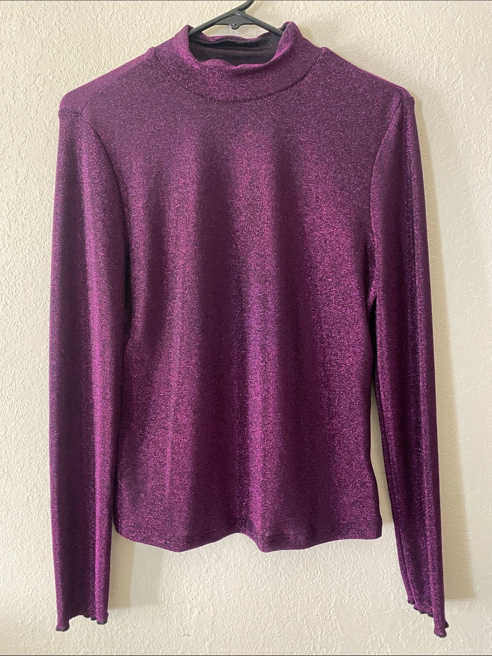 SHEIN Shimmery Plum Mock Neck Long Sleeve Top - Picture 2 of 10